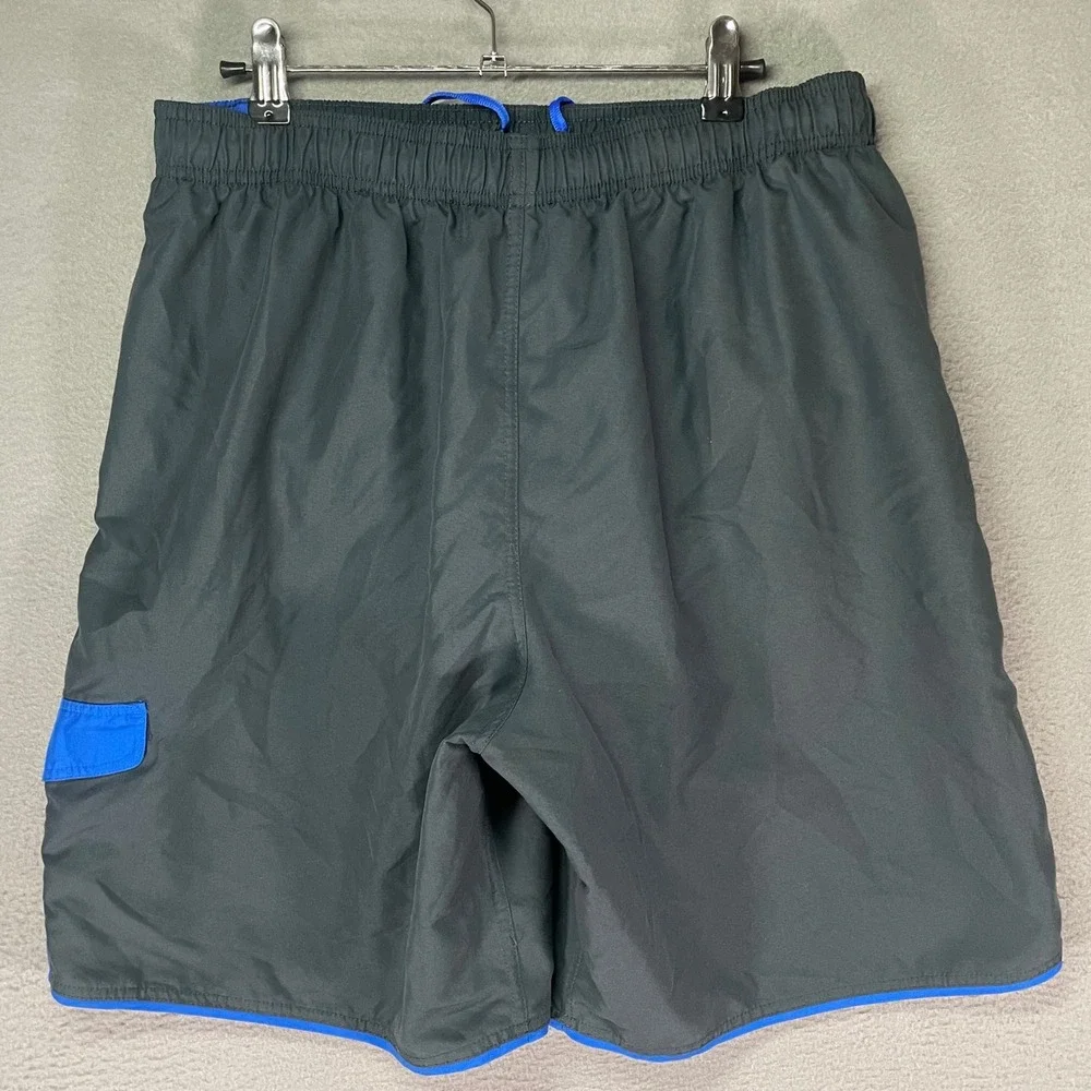 Nike‎ Swim Trunks Mens XL Black Blue Colorblock Mesh Lined Volley Shorts